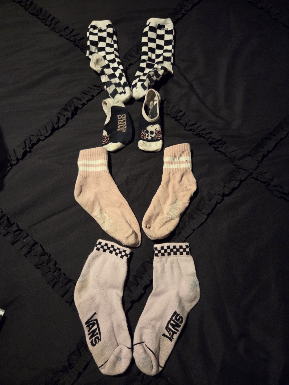 4 Pairs Of Vans Pink & Black Checker Crew Socks - Pack of Mixed Pairs